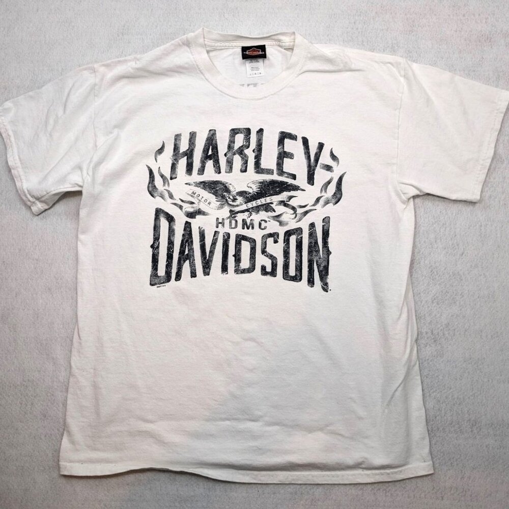 Harley-Davidson White Graphic T-Shirt H-D St. Louis MO Mens Print Cotton Large